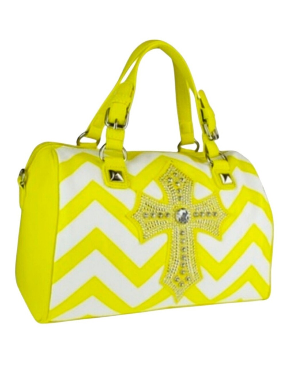 Yellow Chevron Cross Satchel Handbag
